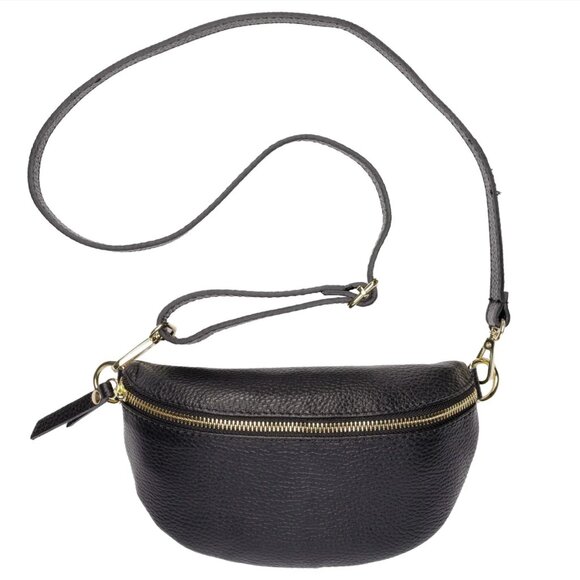 Elie Beaumont | NWT Large Sling Bag in Black, Crossbody, Full Grain Leather - Picture 1 of 7